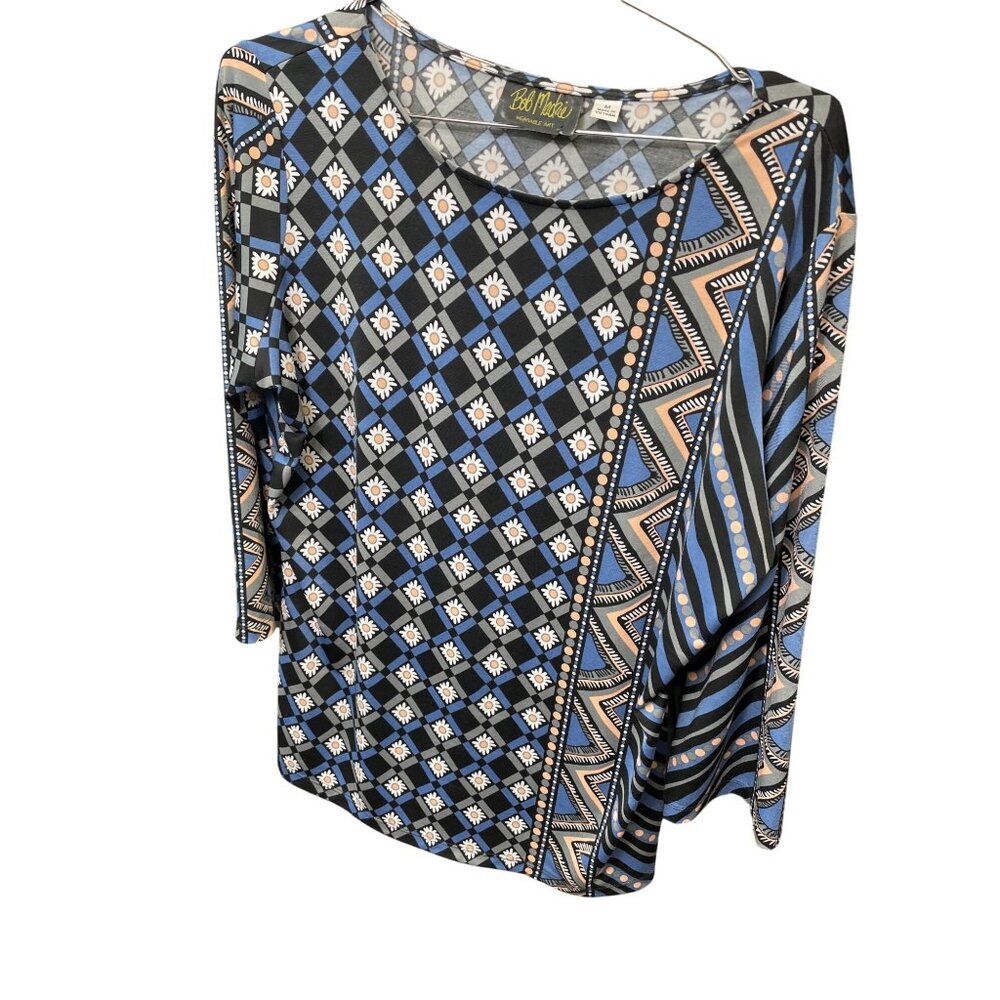 Bob Mackie Wearable Art Womens Flor Long Sleeve Blouse SKU 9083